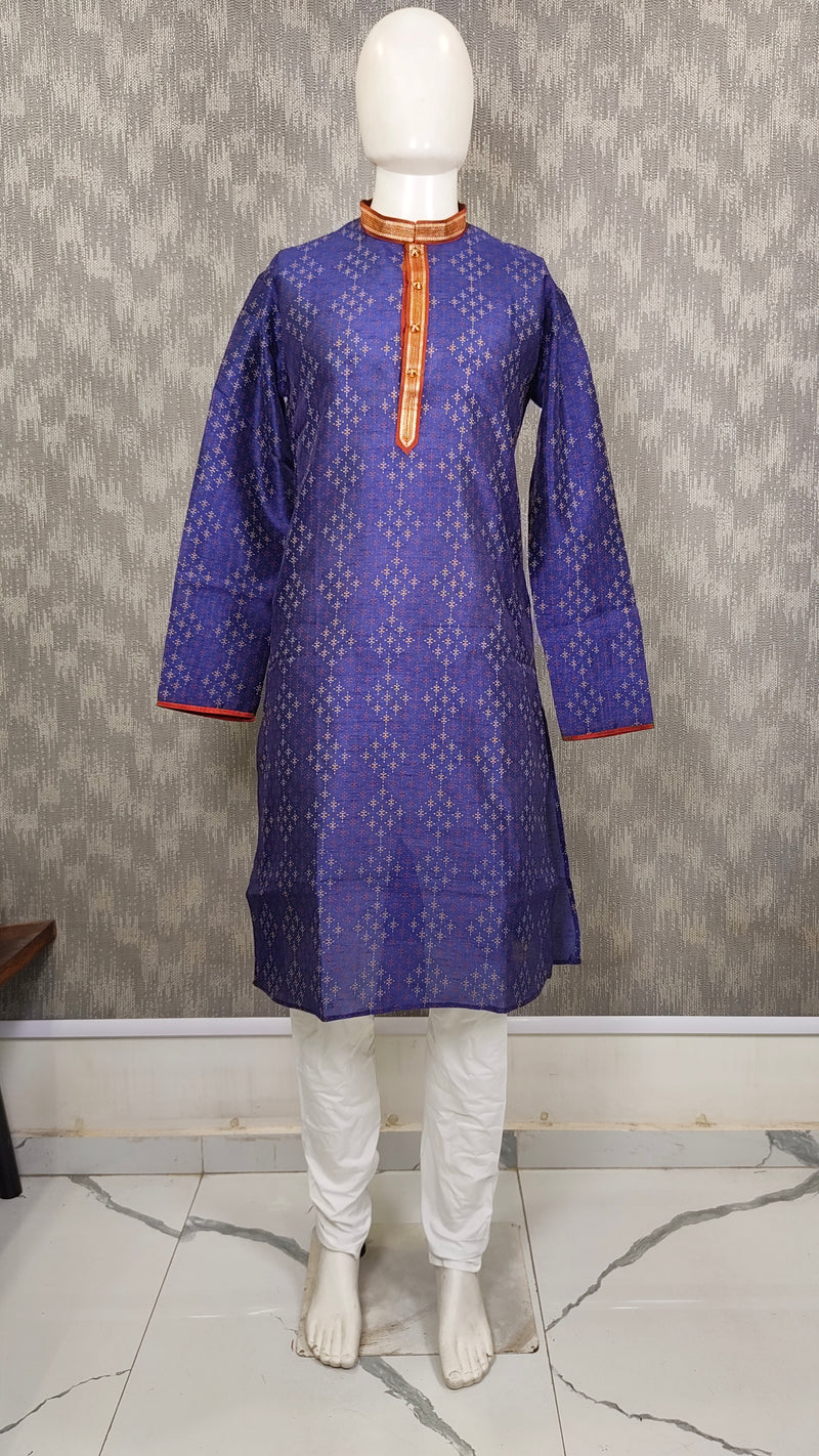 DESI BUTIK Men's Blue Printed  Kurta Set