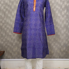DESI BUTIK Men's Blue Printed  Kurta Set