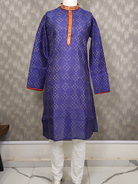 DESI BUTIK Men's Blue Printed  Kurta Set