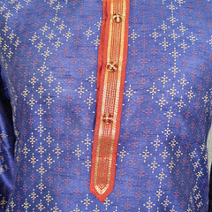 DESI BUTIK Men's Blue Printed  Kurta Set
