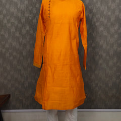 DESI BUTIK Men's Solid Orange Kurta Set