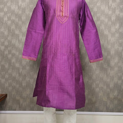 DESI BUTIK Men's Printed Purple Kurta Set