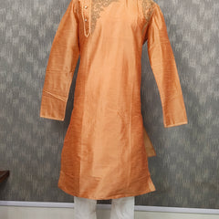 DESI BUTIK Men's Brown Embroidered Kurta Set