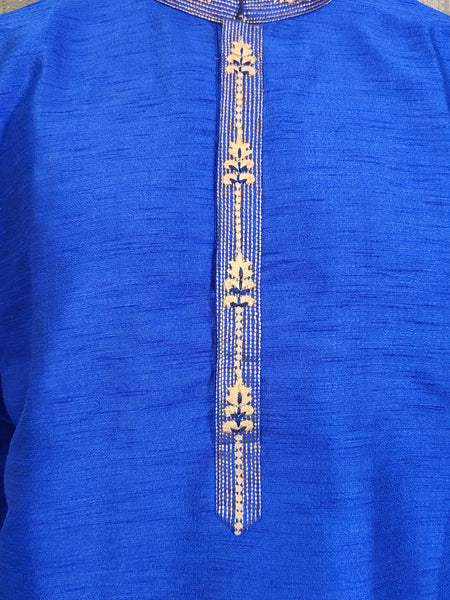 DESI BUTIK Men's Blue Embroidered Kurta Set