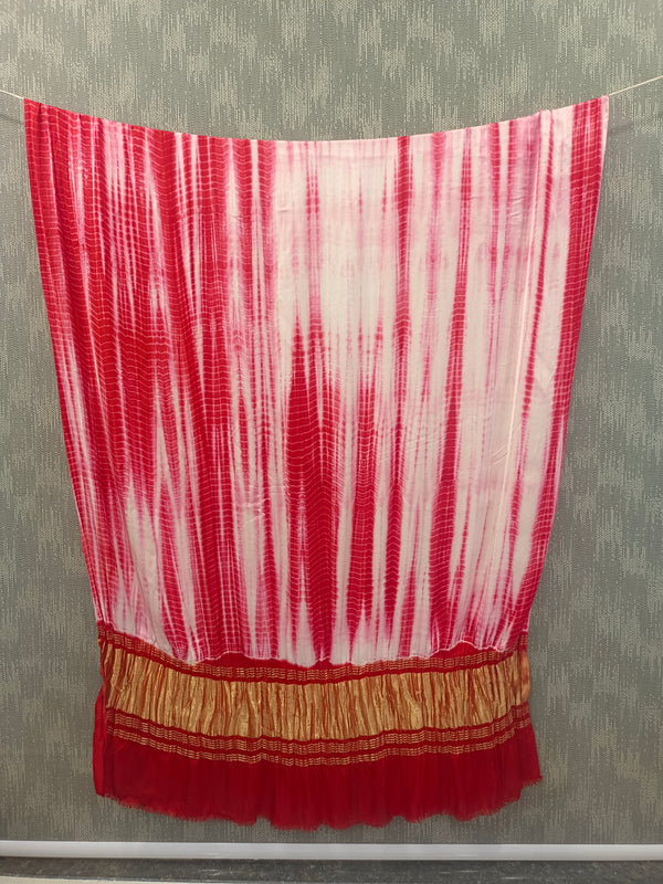 Desi Butik Women’s Gaji Silk Red Tie Dye Dupatta DB2267