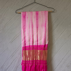 Desi Butik Women’s Gaji Silk Pink Tie Dye Dupatta DB2265