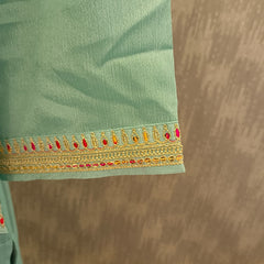 Women's Blue Embroidered Cotton Silk Kurta Set with Trousers & Dupatta