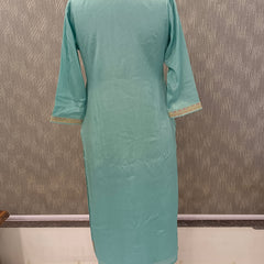 Women's Blue Embroidered Cotton Silk Kurta Set with Trousers & Dupatta