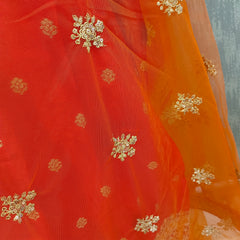 Women's Pink Embroidered Cotton Silk Kurta Set with Dhoti Pants & Dupatta