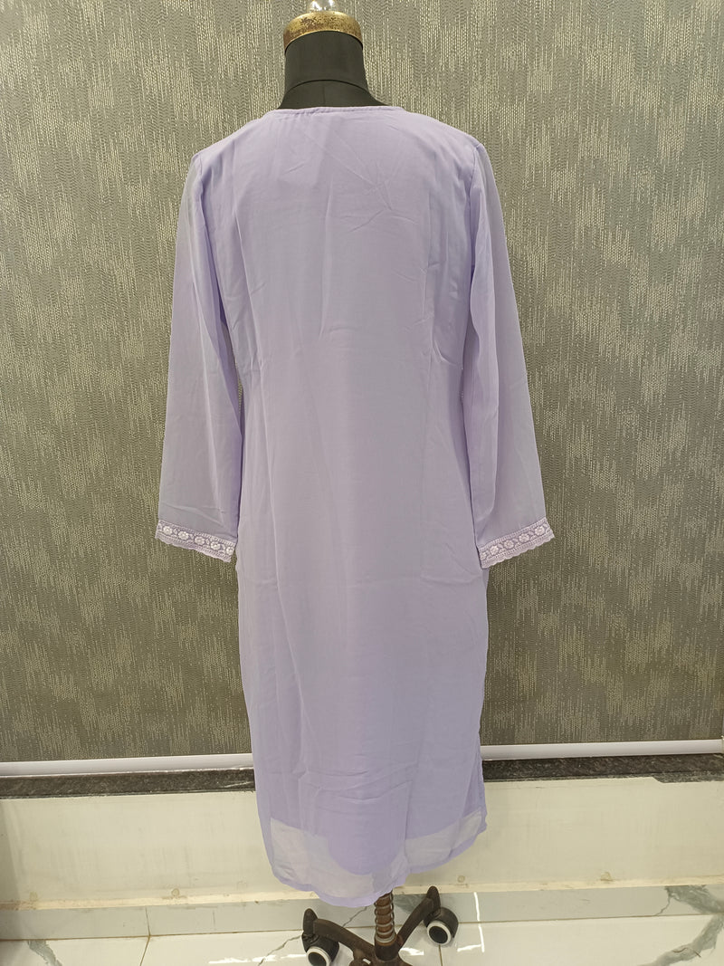 Women's Lavender Embroidered Cotton Silk Kurta Set with Dupatta