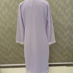 Women's Lavender Embroidered Cotton Silk Kurta Set with Dupatta