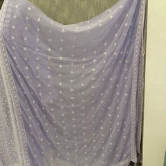 Women's Lavender Embroidered Cotton Silk Kurta Set with Dupatta