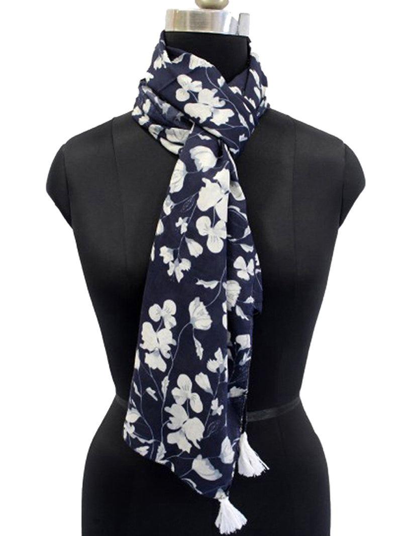 Classy Blue Printed Muslin Everyday Scarves/Stoles for Women SC1