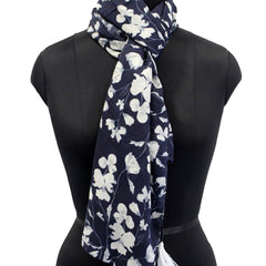 Classy Blue Printed Muslin Everyday Scarves/Stoles for Women SC1