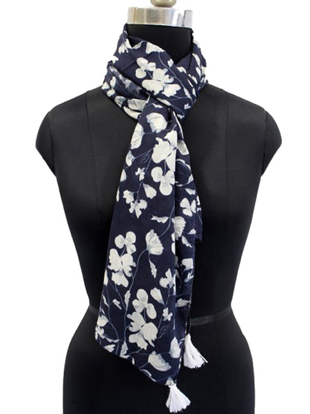 Classy Blue Printed Muslin Everyday Scarves/Stoles for Women SC1