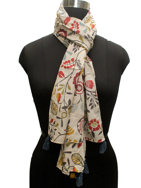 Classy Cream Printed Muslin Everyday Stylish Scarves/Stoles for Women SC10