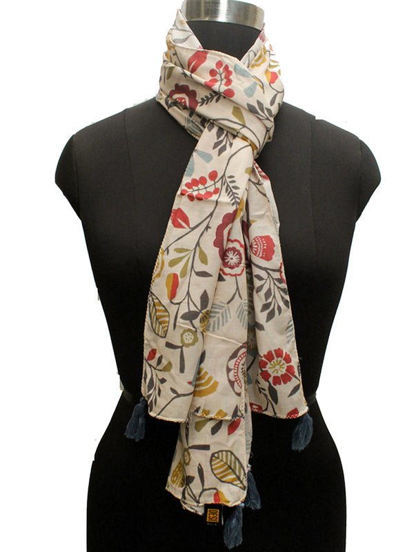 Classy Cream Printed Muslin Everyday Stylish Scarves/Stoles for Women SC10