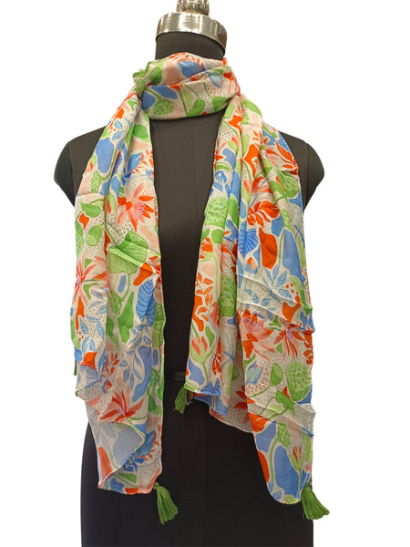 Pleasing Multicolor Printed Muslin Everyday Scarves/Stoles for Women SC109