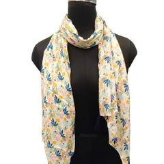 Dazzling White Printed Muslin Everyday Scarves/Stoles for Women SC114
