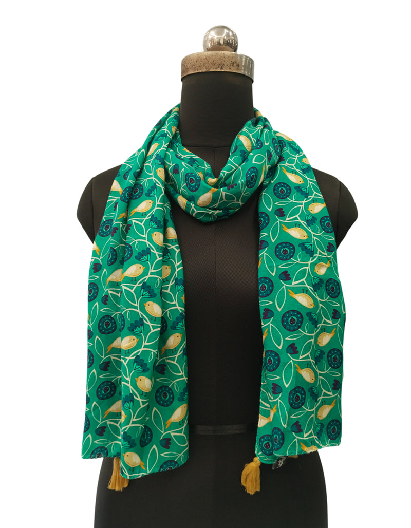 Dazzling Blue Printed Muslin Everyday Scarves/Stoles for Women SC115