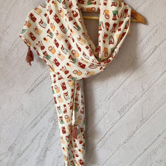 Dazzling Beige Printed Muslin Everyday Scarves/Stoles for Women SC117