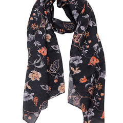 Splendid Black Printed Muslin Regular Wear Scarves/Stoles for Women SC12
