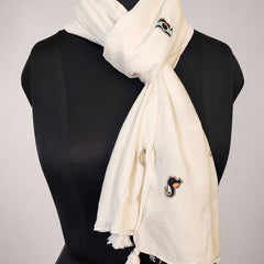 Women Cute Travel Print Soft White Scarf SC128