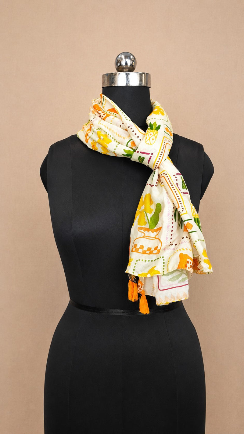Women Tropical Fruit Print Soft Cotton Scarf SC129