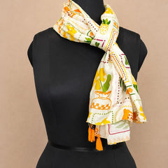 Women Tropical Fruit Print Soft Cotton Scarf SC129