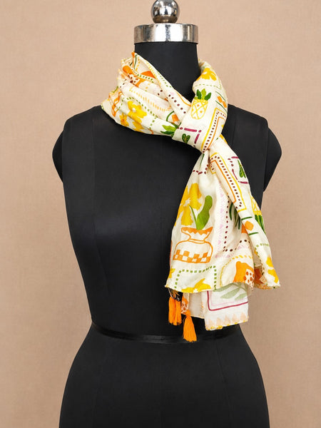 Women Tropical Fruit Print Soft Cotton Scarf SC129