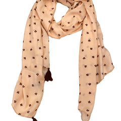 Stunning Peach  Printed Muslin Daily Wear Scarves/Stoles for Women SC15