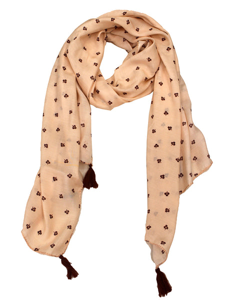 Stunning Peach  Printed Muslin Daily Wear Scarves/Stoles for Women SC15