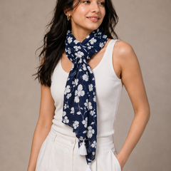 Classy Blue Printed Muslin Everyday Scarves/Stoles for Women SC1