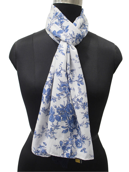 Beautiful White Printed Muslin Lightweight Scarves/Stoles for Women SC26