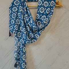 Splendid Blue Printed Muslin Casual Scarves/Stoles for Women SC3