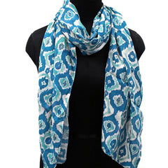 Dazzling Rama Blue Printed Muslin Daily Wear Scarves/Stoles for Women SC34