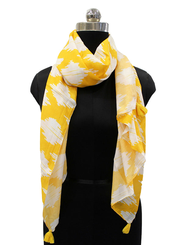 Stunning Yellow  Printed Muslin Regular Wear Scarves/Stoles for Women SC38