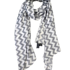 Classy Grey Printed Muslin Designer Scarves/Stoles for Women SC44
