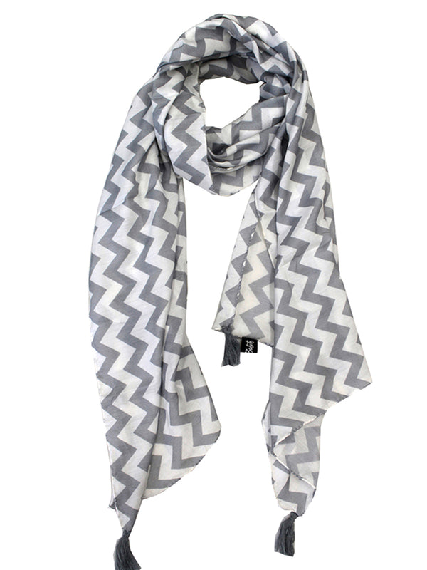Classy Grey Printed Muslin Designer Scarves/Stoles for Women SC44