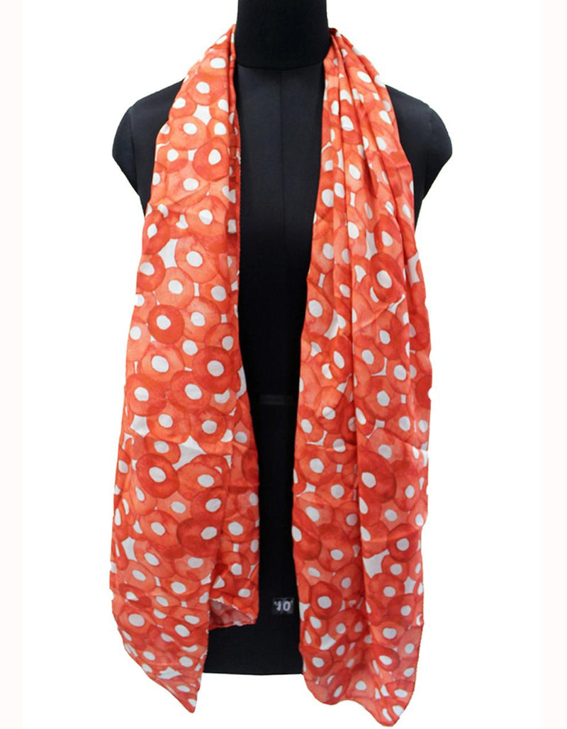 Splendid Orange Printed Muslin Everyday Scarves/Stoles for Women SC46