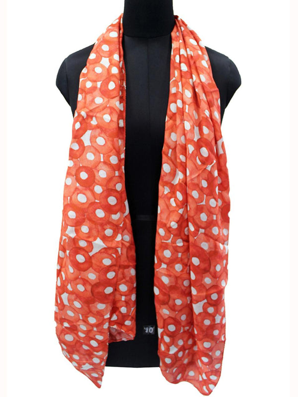 Splendid Orange Printed Muslin Everyday Scarves/Stoles for Women SC46