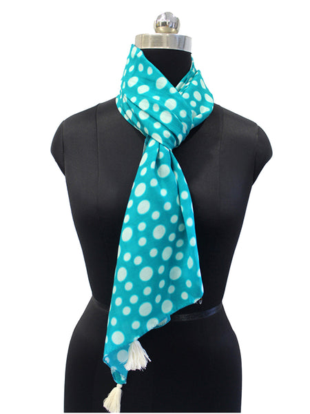 Splendid Blue Printed Muslin Lightweight Scarves/Stoles for Women SC52