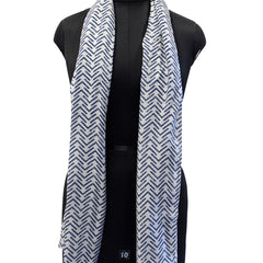 Stunning Navy Blue Printed Muslin Casual Scarves/Stoles for Women SC55
