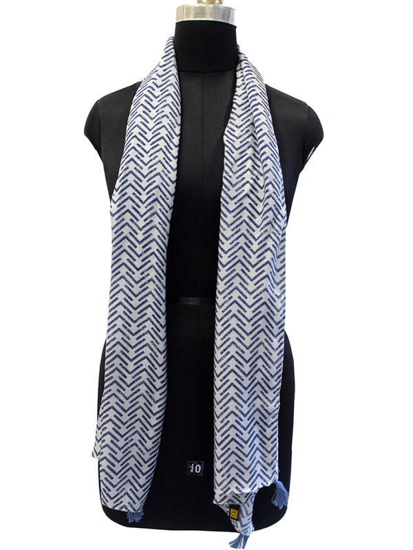 Stunning Navy Blue Printed Muslin Casual Scarves/Stoles for Women SC55
