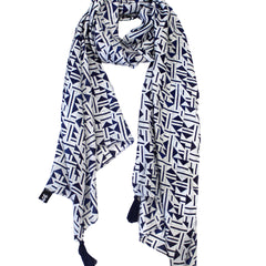 Alluring Navy Blue Printed Muslin Regular Wear Scarves/Stoles for Women SC58