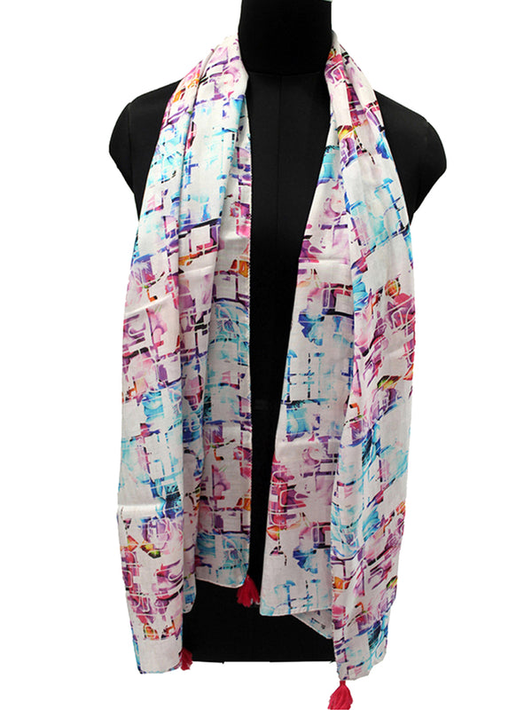 Classy Multicolor Printed Muslin Casual Scarves/Stoles for Women SC61