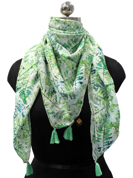 Splendid Green Printed Muslin Designer Scarves/Stoles for Women SC63