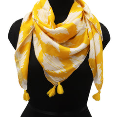 Appealing Yellow Printed Muslin Lightweight Scarves/Stoles for Women SC65