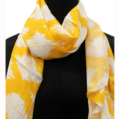 Appealing Yellow Printed Muslin Lightweight Scarves/Stoles for Women SC65