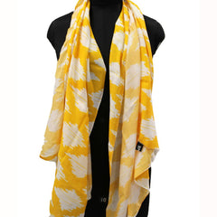 Appealing Yellow Printed Muslin Lightweight Scarves/Stoles for Women SC65